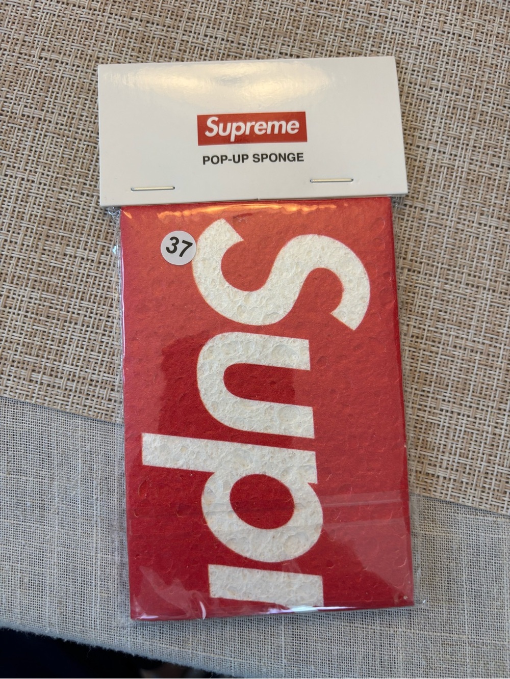 Supreme Red and White Pop-Up Sponge